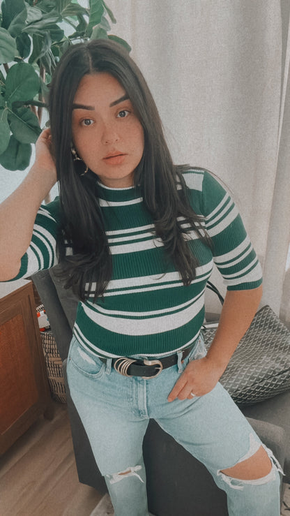 Everest Green Striped Top